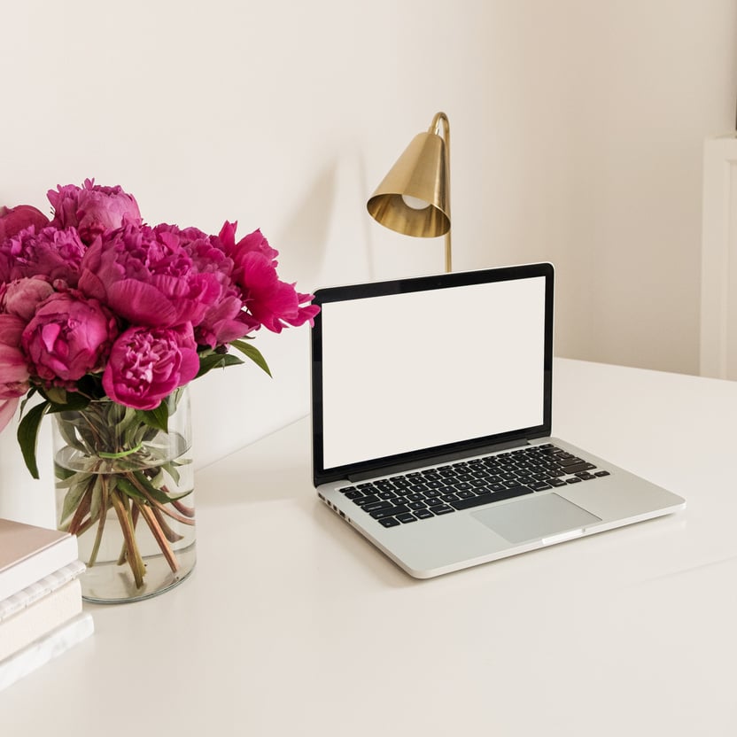 Laptop on a Clean White Table